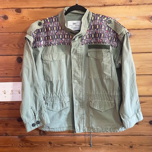 DAY Birger Et Mikkelsen Blazer Army Green Embroidered Jacket - Picture 1 of 10